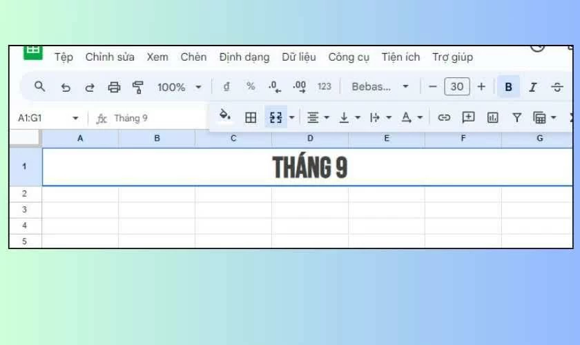 Tạo trang tính và đặt tiêu đề lịch.