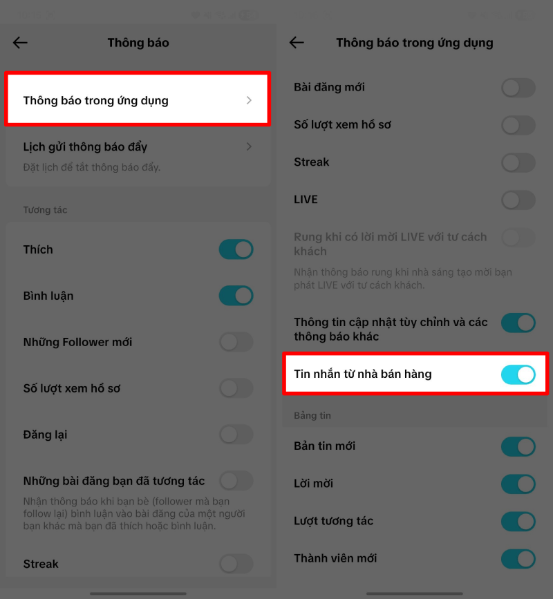 Cách bật thông báo từ nhà bán hàng trên TikTok hiệu quả.