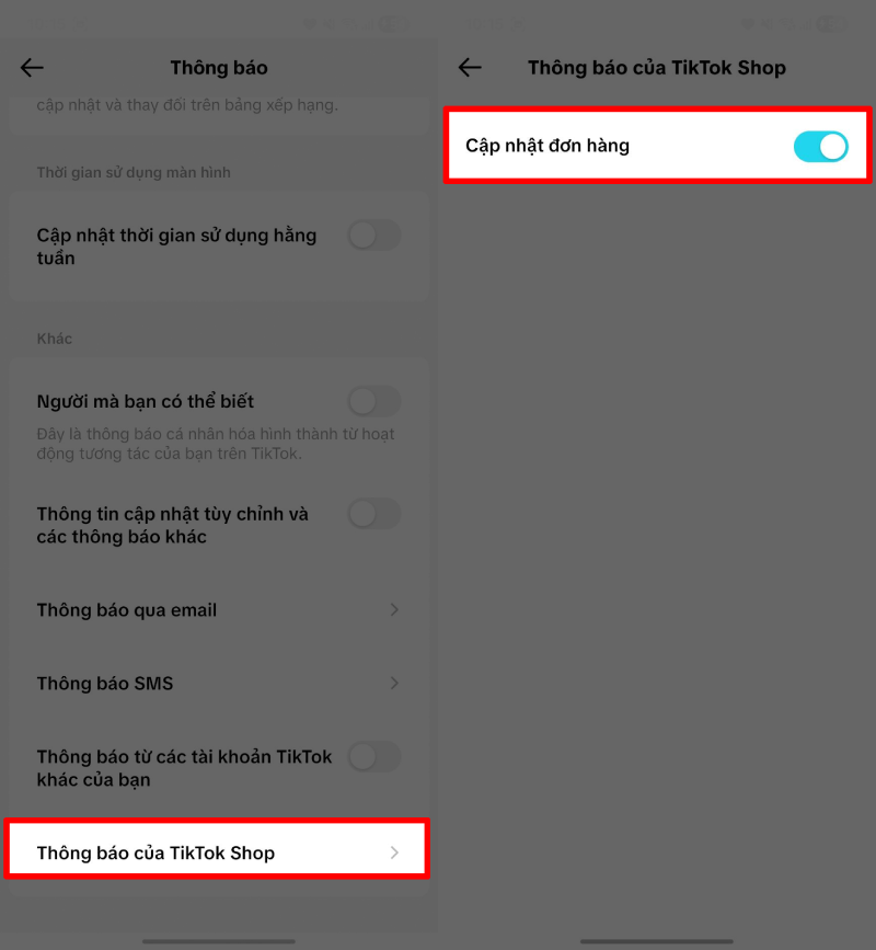 Kéo xuống phần TikTok Shop.