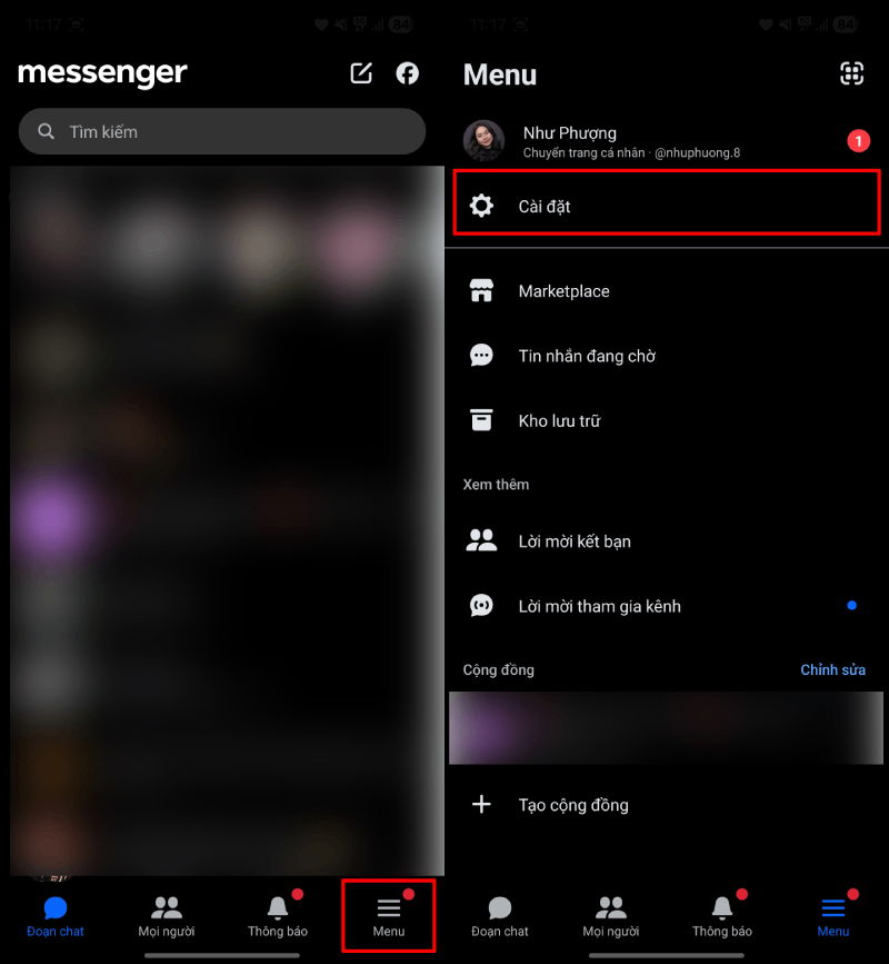 Sau khi cập nhật xong, bạn mở ứng dụng Messenger trên điện thoại. 