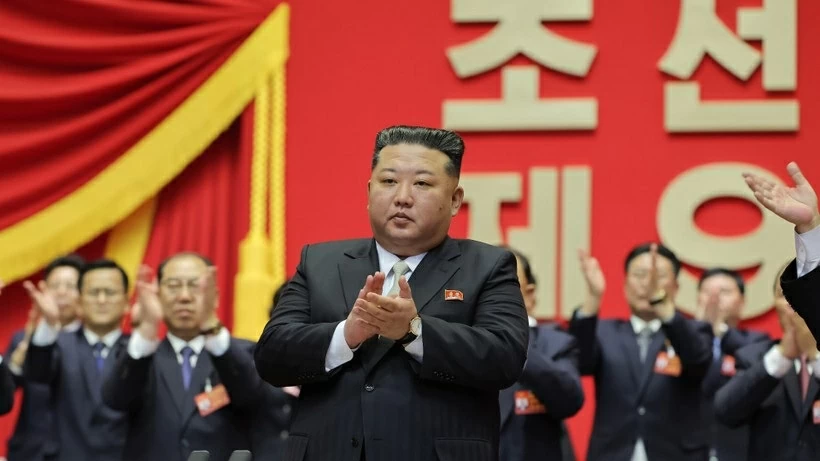 Nhà lãnh đạo Triều Tiên Kim Jong Un tại ngày làm việc thứ tư của Đại hội lần thứ IX Đảng Lao động Triều Tiên ở Bình Nhưỡng ngày 22/2/2026. Ảnh: Yonhap/TTXVN