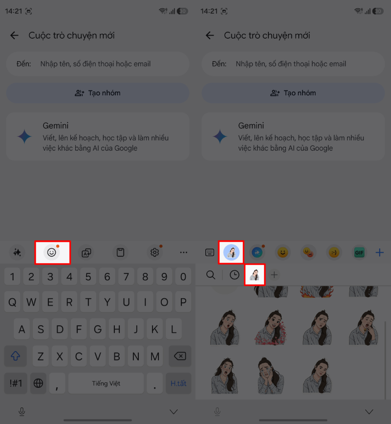 Khi trò chuyện, nhấn biểu tượng mặt cười trên bàn phím.