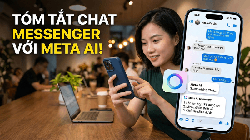 Cách tóm tắt đoạn chat nhanh chóng bằng Meta AI trên Messenger.