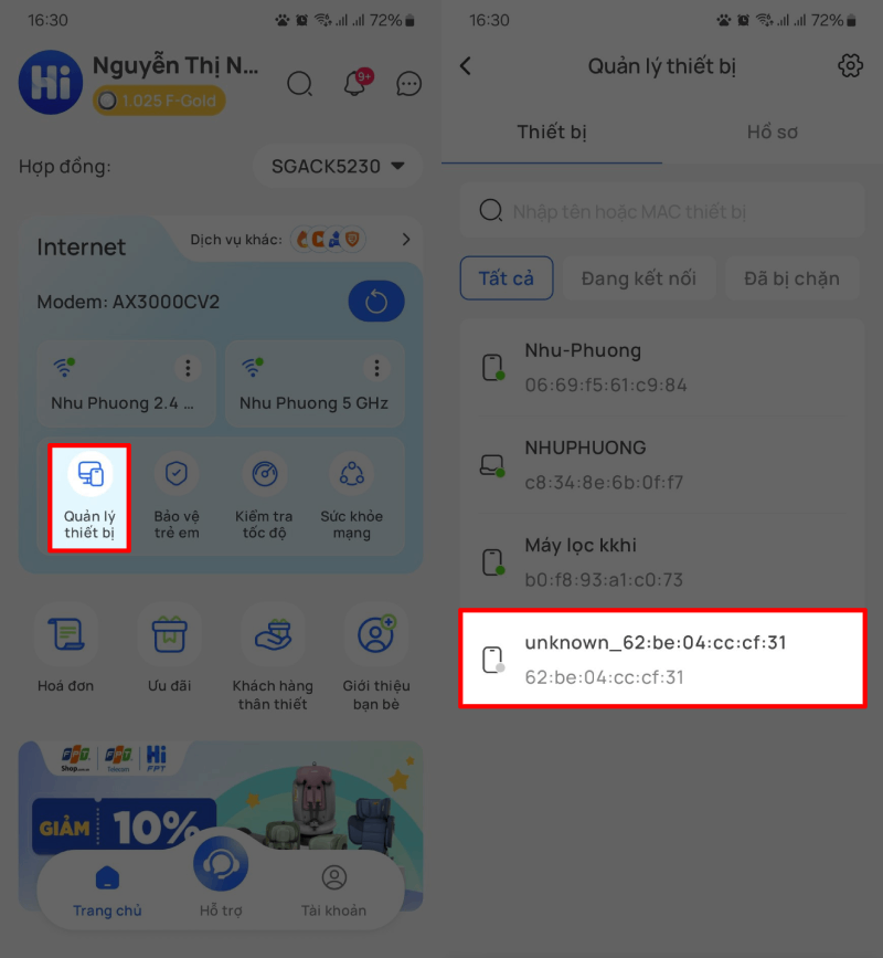 Mở ứng dụng Hi FPT trên điện thoại.