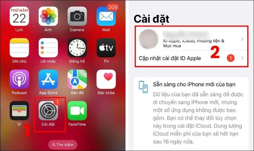 Mở Cài đặt trên iPhone.