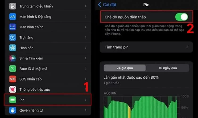 Bật chế độ tiết kiệm pin cho iPhone iOS 17.