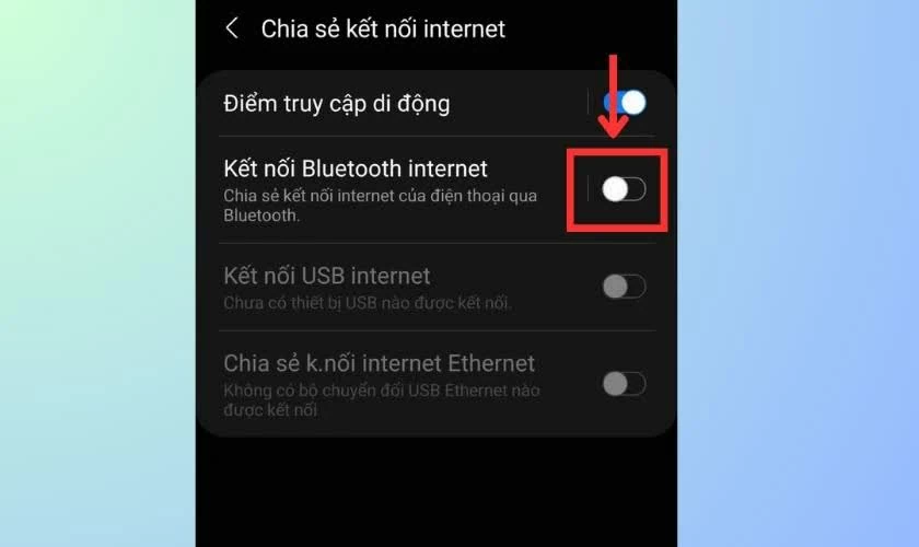 Nhấn vào Chia sẻ kết nối Internet.