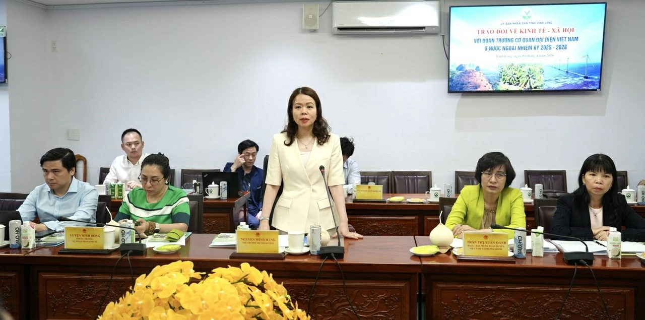 Thứ trưởng Ngoại giao Nguyễn Minh Hằng phát biểu tại buổi làm việc.