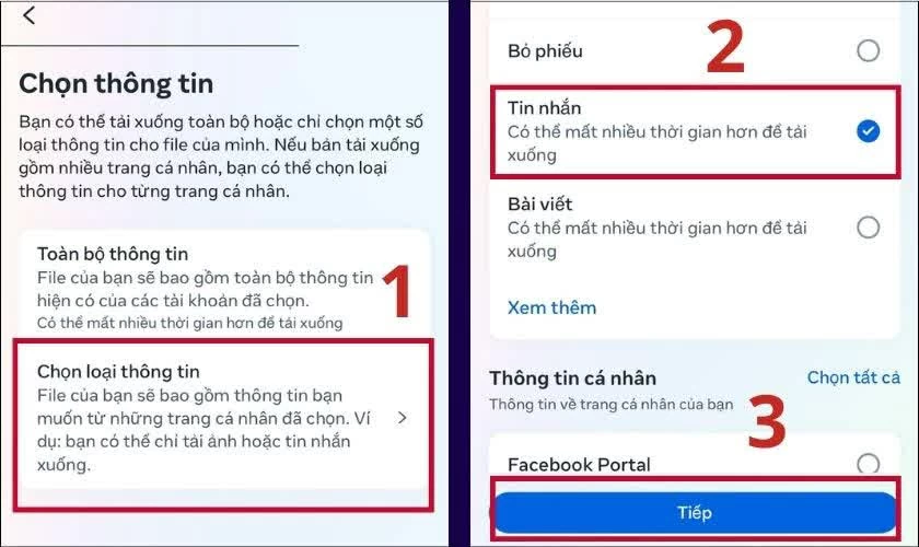Trong phần Chọn thông tin, chọn Chọn loại thông tin.