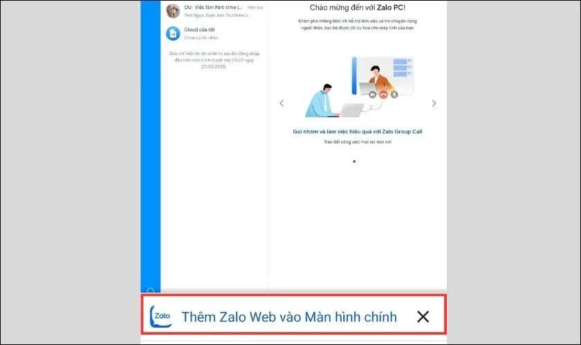 Sau khi xác minh thành công, bạn có thể sử dụng Zalo.