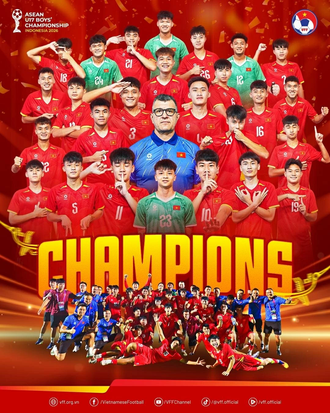 U17 Việt Nam lần thứ 4 vô địch Đông Nam Á. (Nguồn: Liên đoàn Bóng đá Việt Nam)