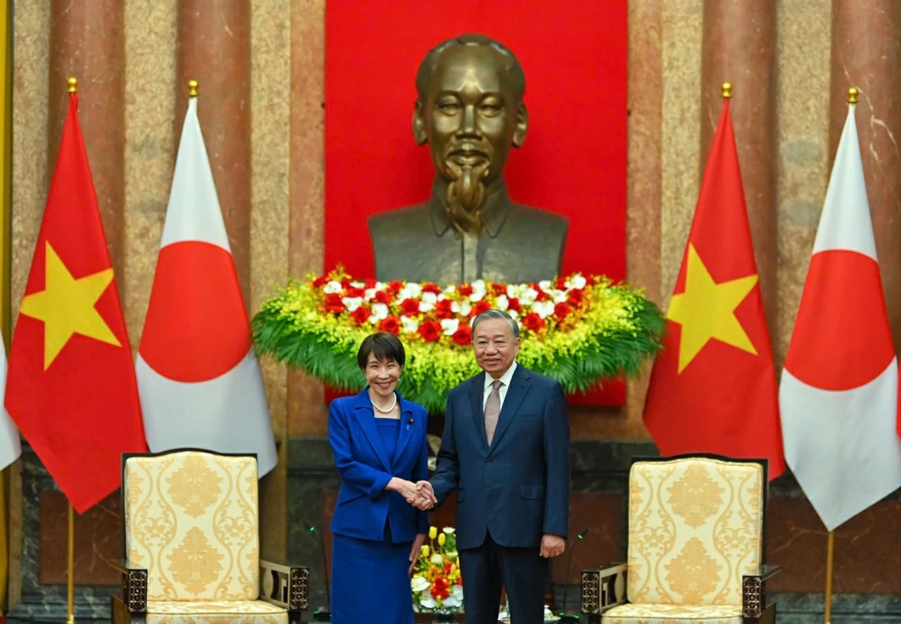 Tổng Bí thư, Chủ tịch nước Tô Lâm đã tiếp Chủ tịch Đảng Dân chủ Tự do, Thủ tướng Nhật Bản Takaichi Sanae. (Ảnh: Thành Long)