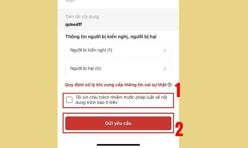 Xác nhận và gửi phản ánh. Xác nhận và gửi phản ánh.