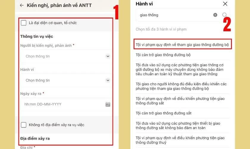 Nhập nội dung vi phạm giao thông. Nhập nội dung vi phạm giao thông.