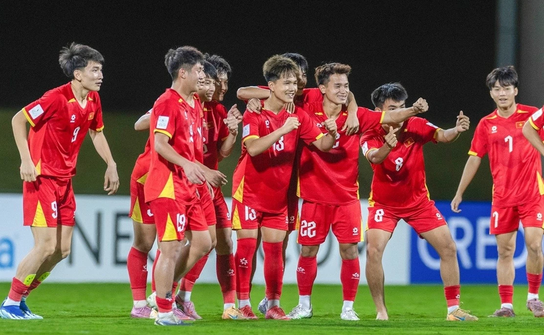 Vượt qua UAE, U17 Việt Nam giành quyền vào tứ kết U17 châu Á 2026 và được trao vé dự World Cup 2026. (Nguồn: VFF) Vượt qua UAE, U17 Việt Nam giành quyền vào tứ kết U17 châu Á 2026 và được trao vé dự World Cup 2026. (Nguồn: VFF)