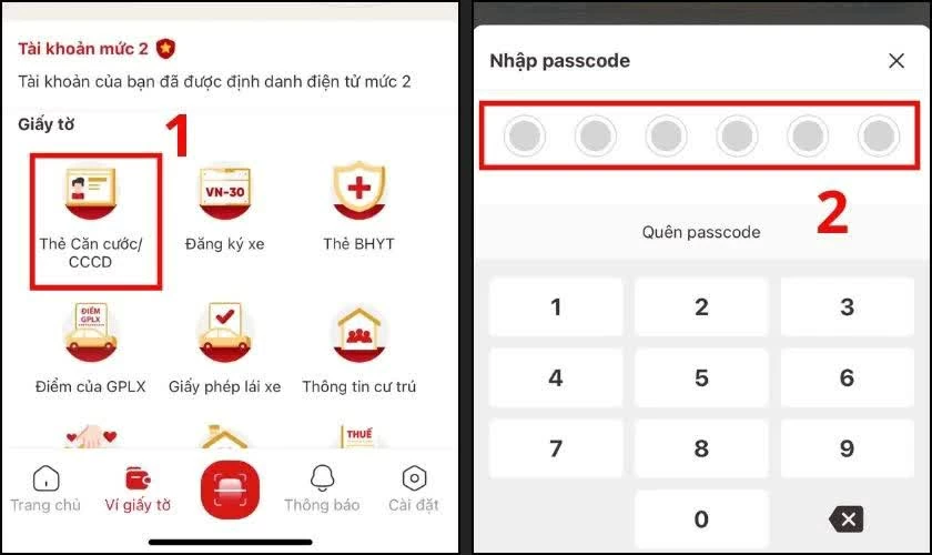 Chọn “Thẻ CCCD/Căn cước”. Chọn “Thẻ CCCD/Căn cước”.