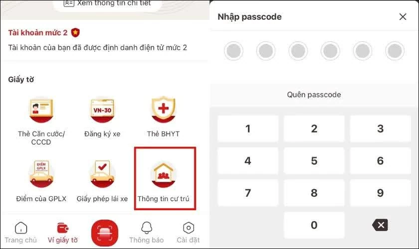 Sau đó, chọn “Thông tin cư trú”. Sau đó, chọn “Thông tin cư trú”.