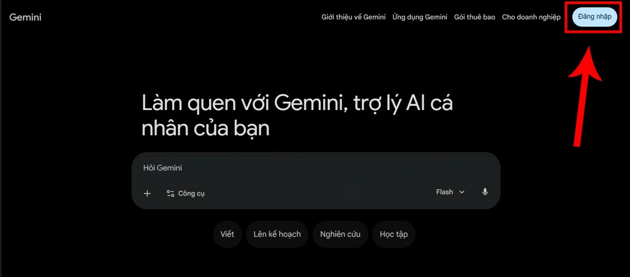 Trước tiên, truy cập vào website hoặc ứng dụng Google Gemini.