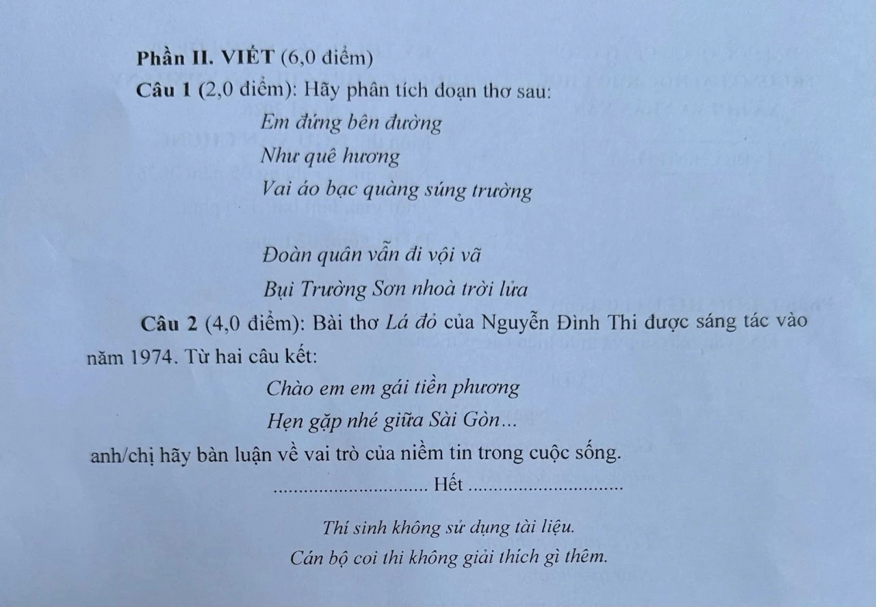 Đề Ngữ văn thi lớp 10 Trường THPT Chuyên Khoa học Xã hội và Nhân văn năm 2026f