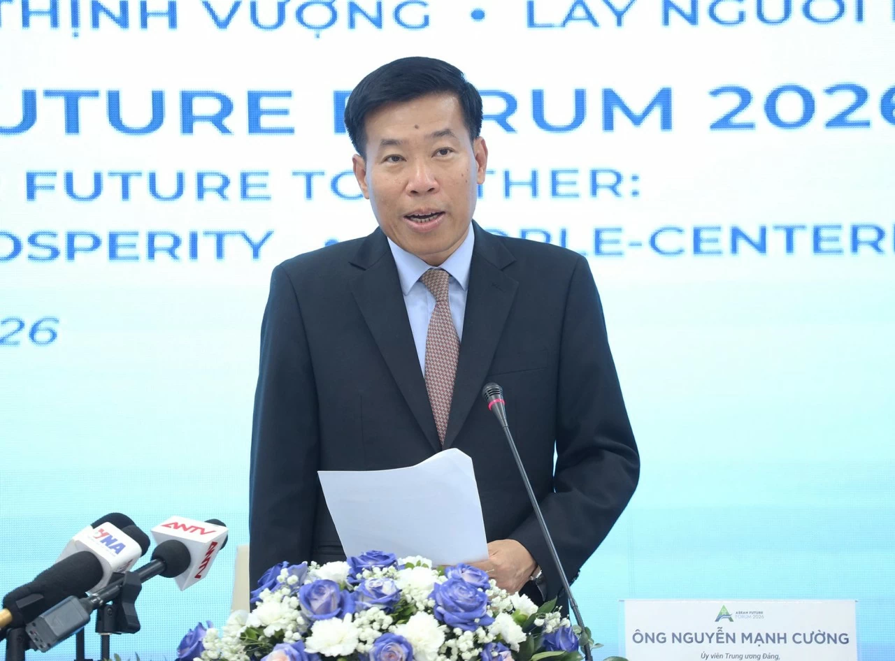 Ủy viên Trung ương Đảng, Phó Bí thư Thường trực Đảng ủy Bộ, Thứ trưởng Ngoại giao Nguyễn Mạnh Cường giới thiệu về Diễn đàn Tương lai ASEAN 2026 Ủy viên Trung ương Đảng, Phó Bí thư Thường trực Đảng ủy Bộ, Thứ trưởng Ngoại giao Nguyễn Mạnh Cường giới thiệu về Diễn đàn Tương lai ASEAN 2026