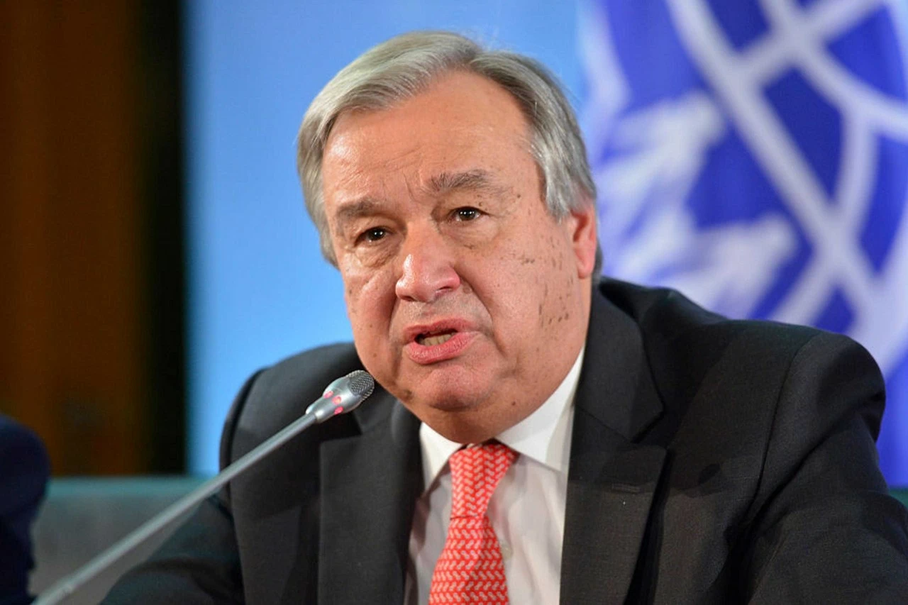 Tổng thư ký Liên Hợp Quốc Antonio Guterres phát biểu tại phiên họp Hội đồng Bảo an về tình hình xung đột toàn cầu và luật pháp quốc tế. (Nguồn: TIME)