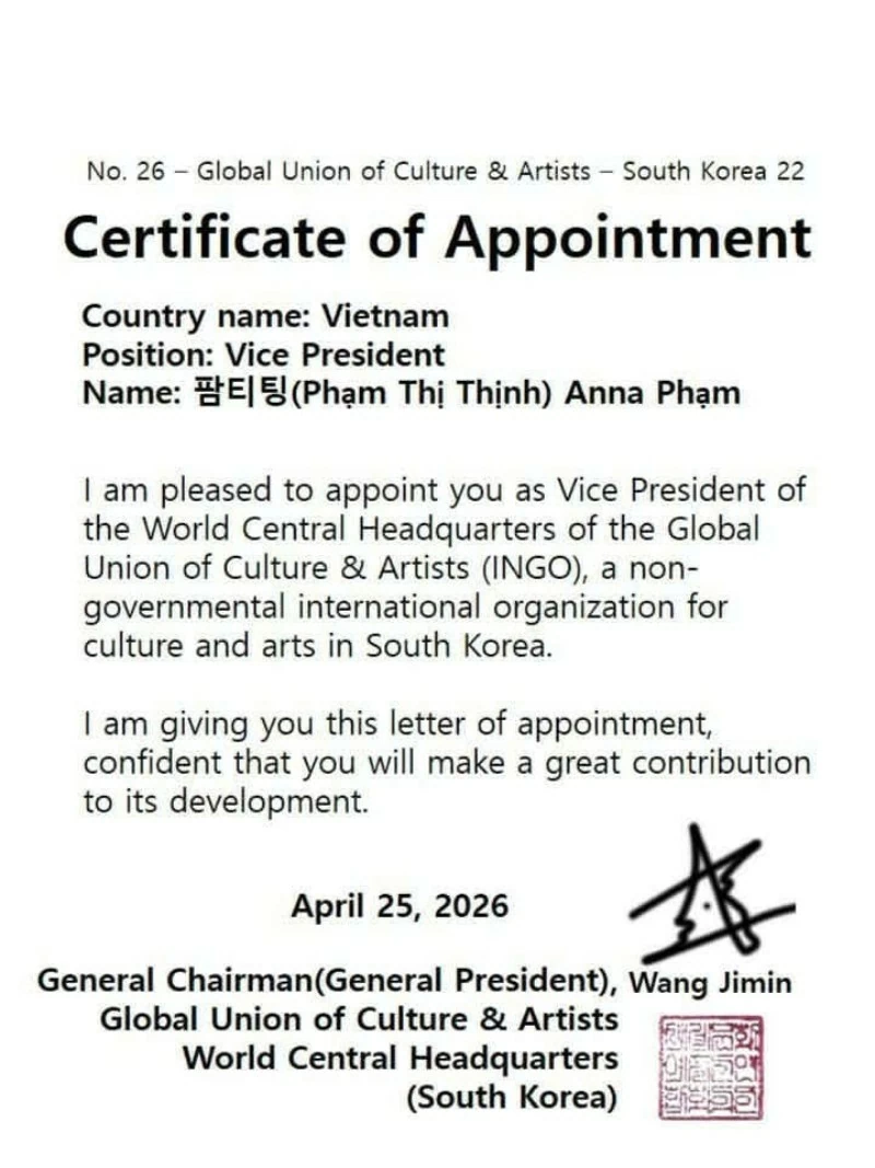 GUCA bổ nhiệm doanh nhân Việt Nam làm Phó Chủ tịch GUCA bổ nhiệm doanh nhân Việt Nam làm Phó Chủ tịch