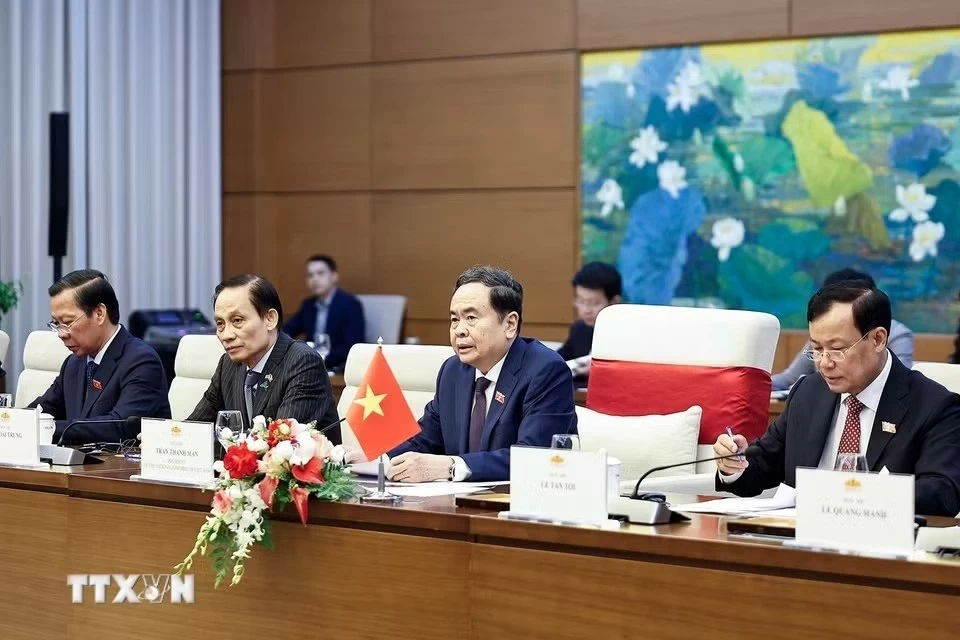Chủ tịch Quốc hội Trần Thanh Mẫn phát biểu tại cuộc hội kiến Thủ tướng Thái Lan. (Nguồn: TTXVN) Chủ tịch Quốc hội Trần Thanh Mẫn phát biểu tại cuộc hội kiến Thủ tướng Thái Lan. (Nguồn: TTXVN)