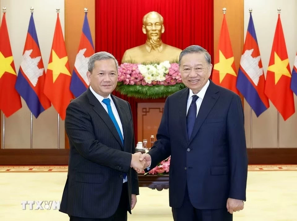 Tổng Bí thư, Chủ tịch nước Tô Lâm tiếp Thủ tướng Campuchia Hun Manet. (Nguồn: TXVN) Tổng Bí thư, Chủ tịch nước Tô Lâm tiếp Thủ tướng Campuchia Hun Manet. (Nguồn: TXVN)