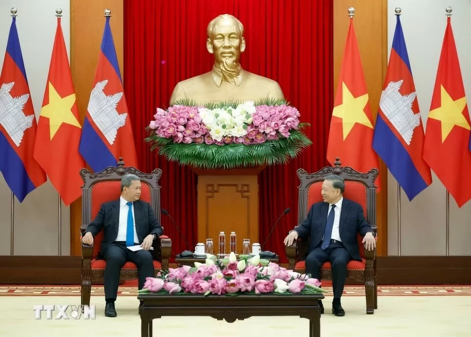 Tổng Bí thư, Chủ tịch nước Tô Lâm tiếp Thủ tướng Campuchia Hun Manet. (Nguồn: TTXVN) Tổng Bí thư, Chủ tịch nước Tô Lâm tiếp Thủ tướng Campuchia Hun Manet. (Nguồn: TTXVN)