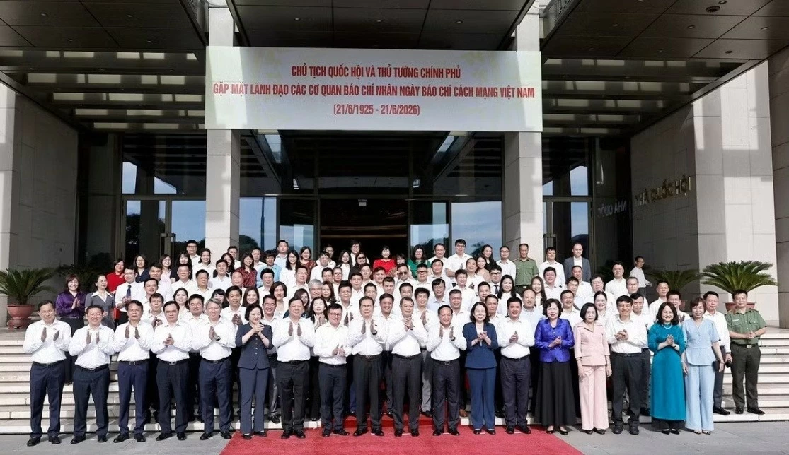 Thủ tướng Chính phủ Lê Minh Hưng và Chủ tịch Quốc hội Trần Thanh Mẫn gặp mặt lãnh đạo các cơ quan báo chí