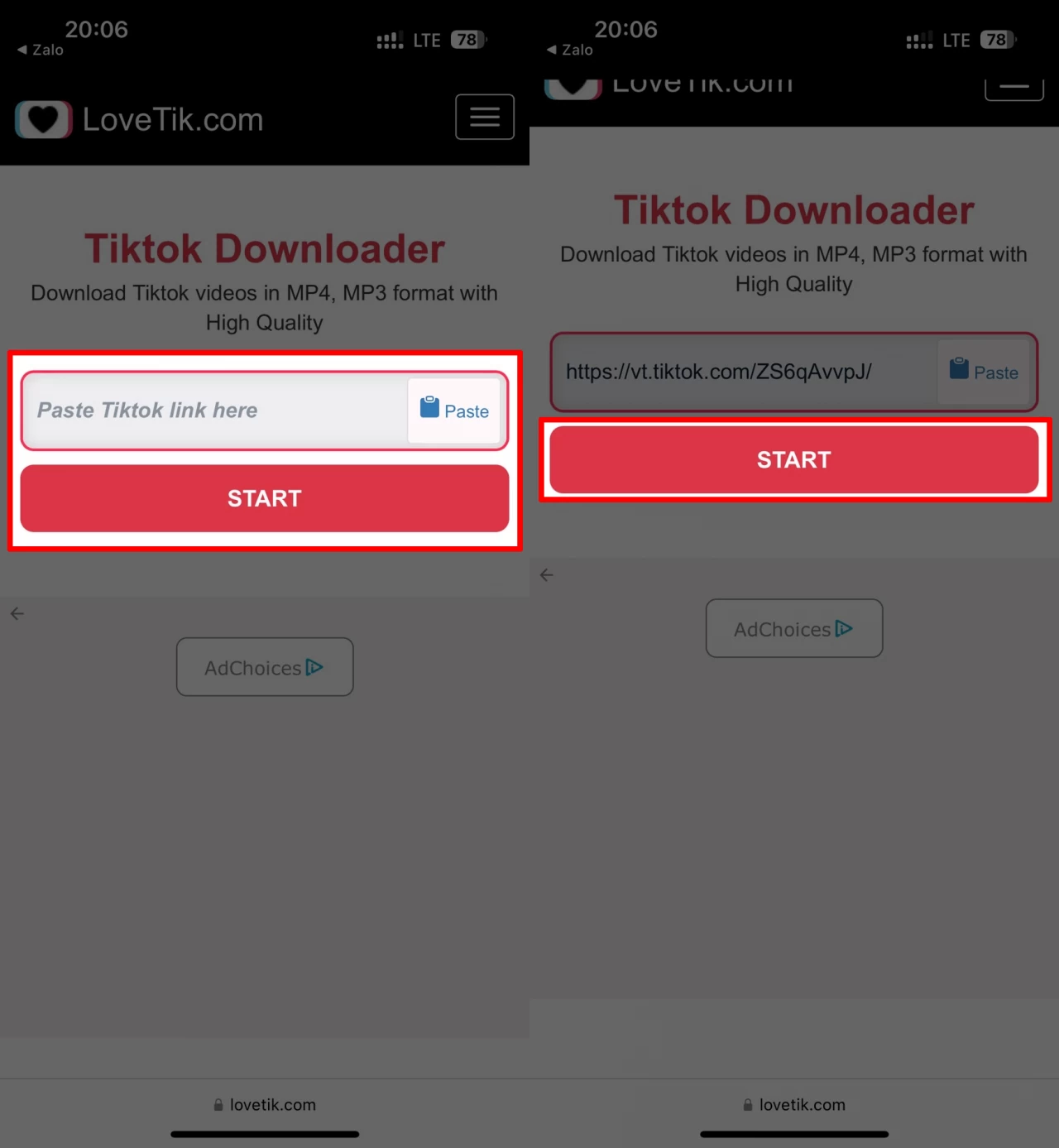 Mở trình duyệt trên điện thoại và truy cập các trang hỗ trợ tải ảnh TikTok.
