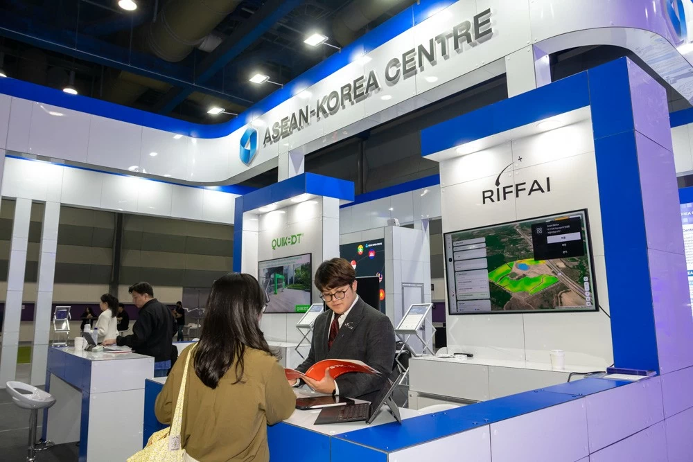 Gian triển lãm của Trung tâm ASEAN-Hàn Quốc tại sự kiện NextRise 2026. Ảnh chụp ngày 19/6 tại COEX, Seoul. (Nguồn: AKC)