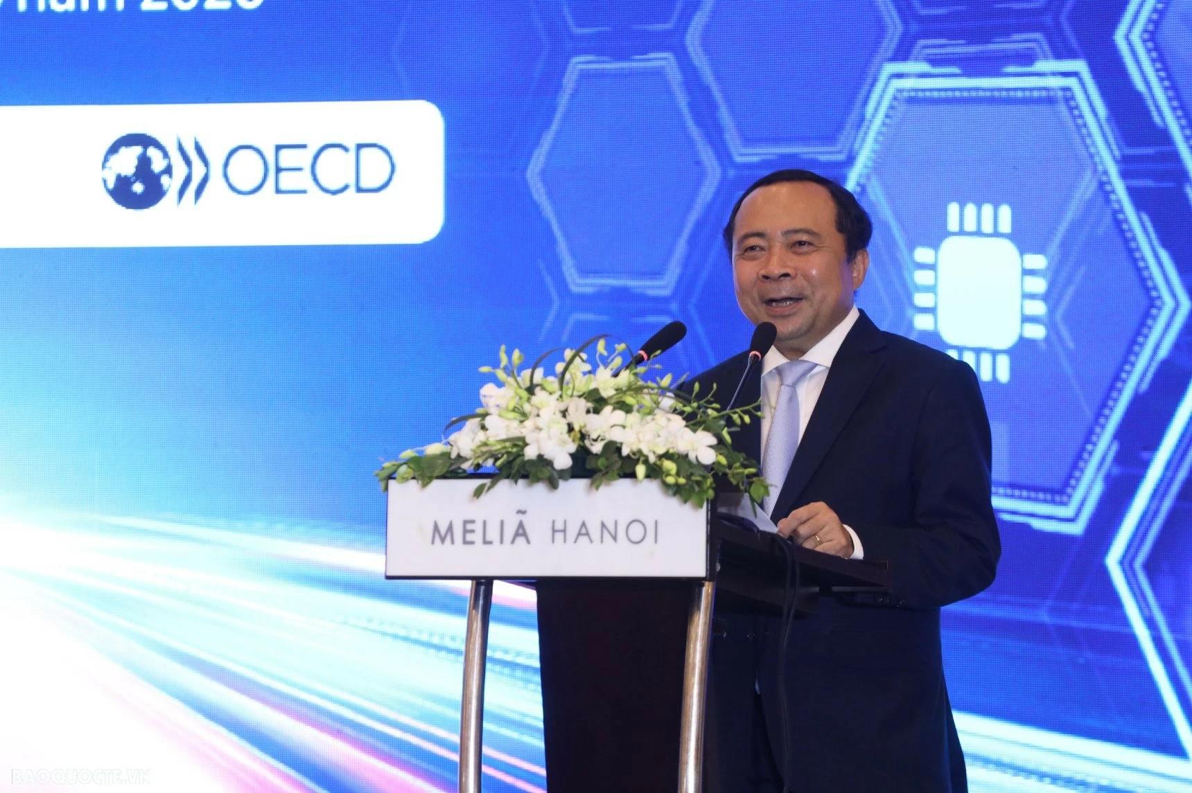 Bộ trưởng Bộ Khoa học và Công nghệ Vũ Hải Quân phát biểu tại Diễn đàn. (Ảnh: Thành Long) Bộ trưởng Bộ Khoa học và Công nghệ Vũ Hải Quân phát biểu tại Diễn đàn. (Ảnh: Thành Long)