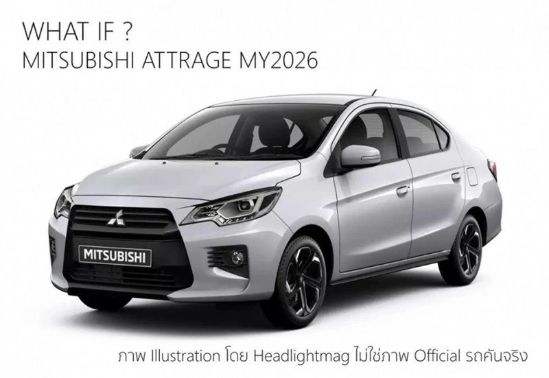 Điểm nhấn lớn nhất trên Mitsubishi Attrage 2026 nằm ở phần đầu xe với lưới tản nhiệt được thiết kế lại.