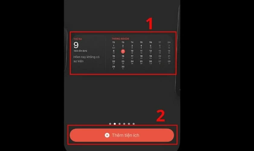 Thêm widget lịch hỗ trợ âm lịch.