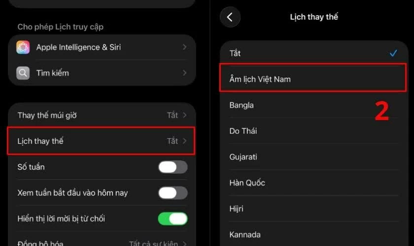 Kích hoạt Âm lịch Việt Nam.