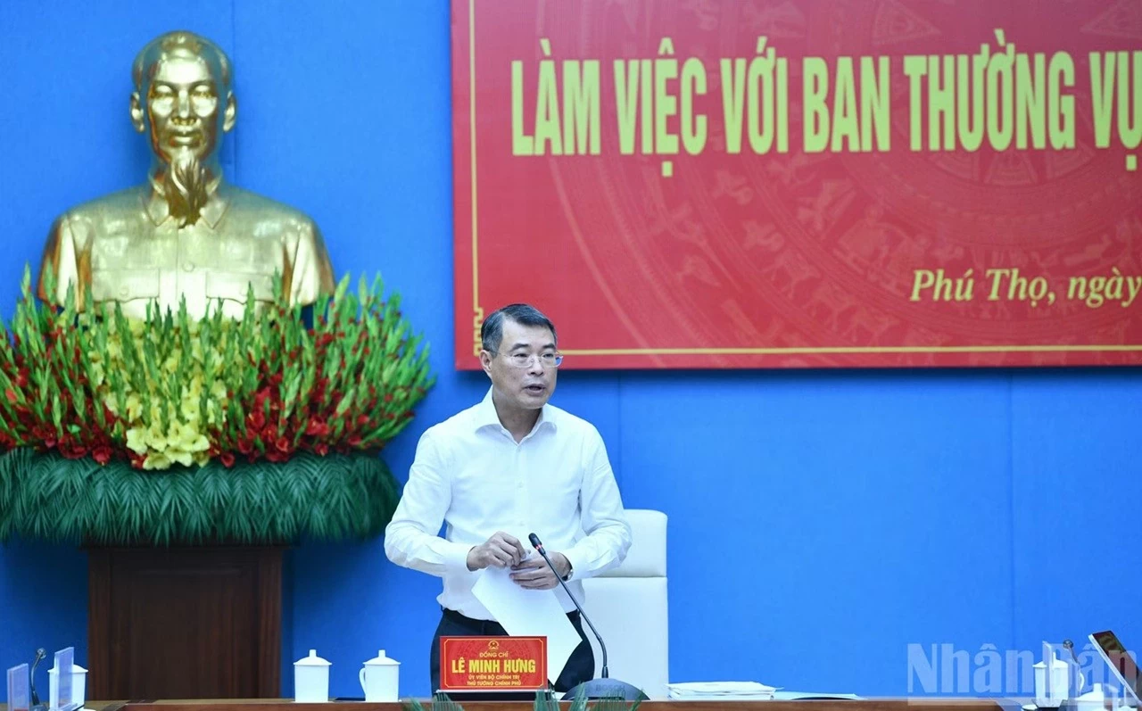 Thủ tướng Chính phủ Lê Minh Hưng chủ trì cuộc làm việc với Ban Thường vụ Tỉnh ủy Phú Thọ