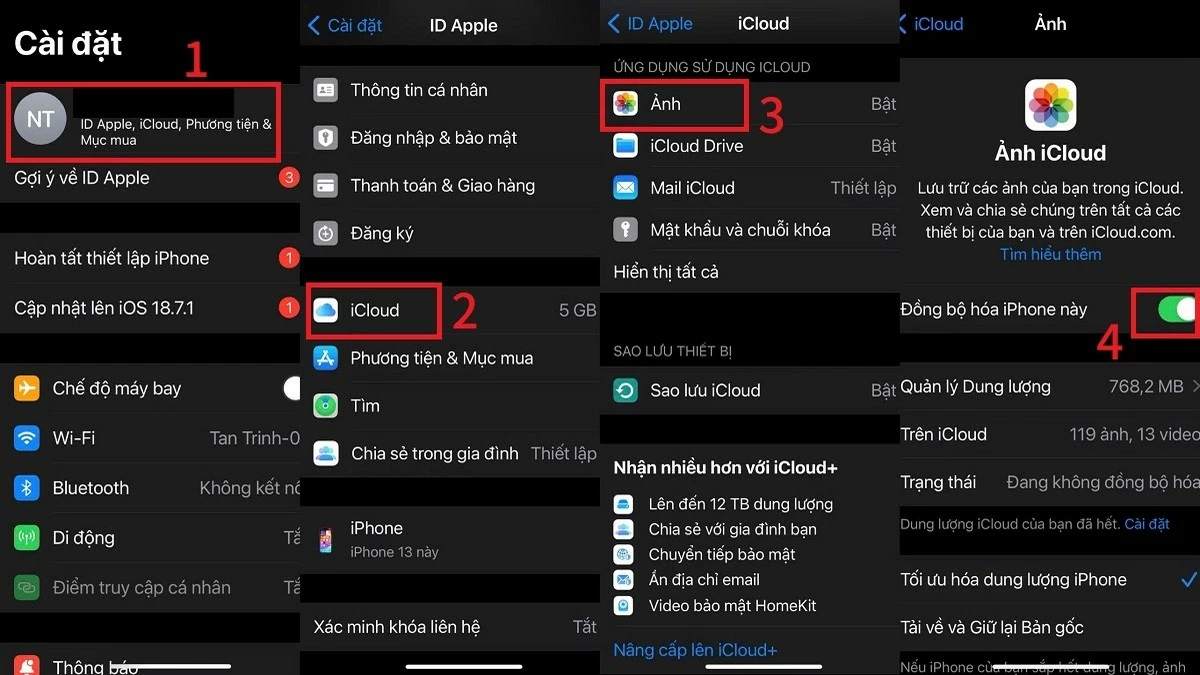 Tắt đồng bộ Ảnh iCloud. Tắt đồng bộ Ảnh iCloud.