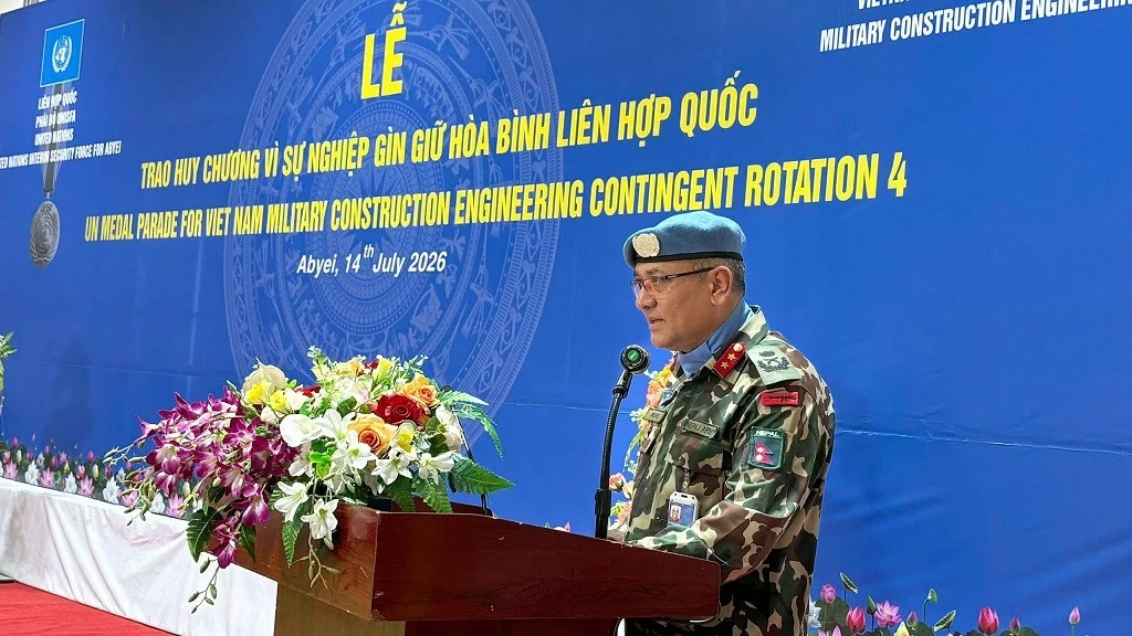 Chiến sĩ mũ nồi xanh Việt Nam nhận Huy chương 'Vì sự nghiệp gìn giữ hòa bình Liên hợp quốc'