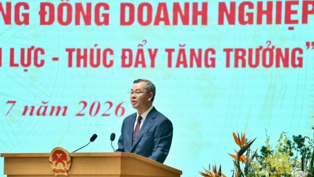 Bộ trưởng Tài chính Ngô Văn Tuấn báo cáo tại hội nghị. (Nguồn: Nhandan)