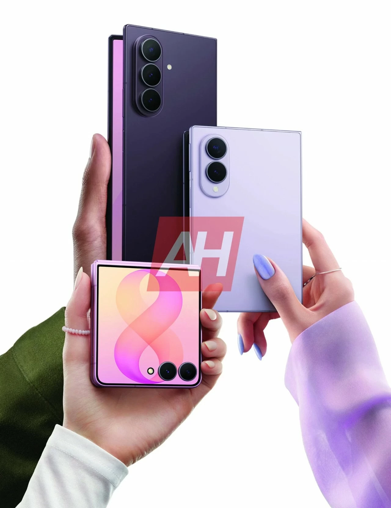 Hình ảnh render các điện thoại màn hình gập sắp ra mắt của Samsung. (Nguồn: Android Headlines)