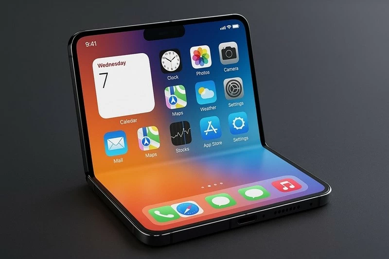 Bản dựng thiết kế của iPhone màn hình gập. Bản dựng thiết kế của iPhone màn hình gập.