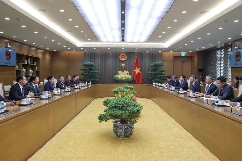 Thủ tướng Chính phủ Lê Minh Hưng tiếp Trưởng Ban Tổ chức Trung ương Đảng Nhân dân Cách mạng Lào Sisay Leudetmounsone