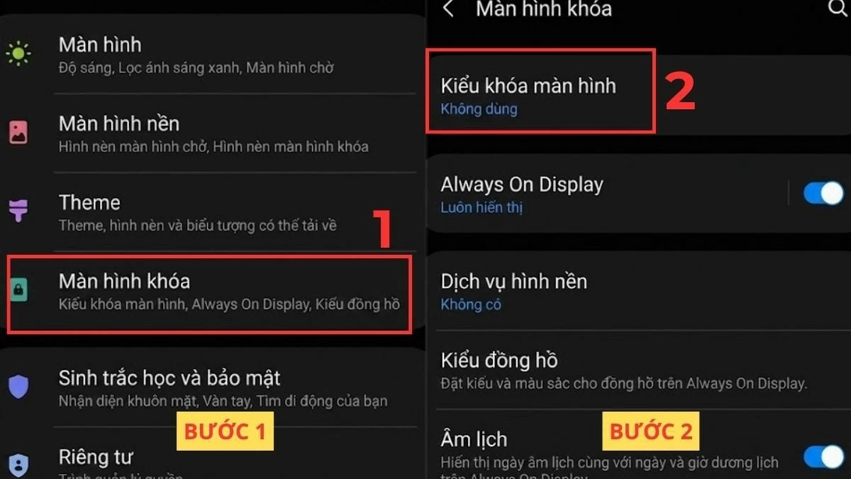 Mở ứng dụng Cài đặt, sau đó truy cập vào mục Màn hình khóa.