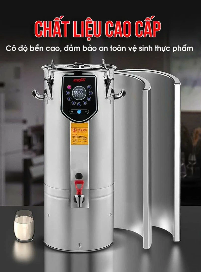 Nồi nấu sữa đậu nành bằng điện được làm từ chất liệu inox 304 cao cấp.