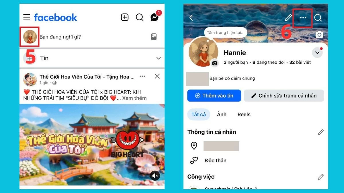 Truy cập trang cá nhân của hồ sơ này.