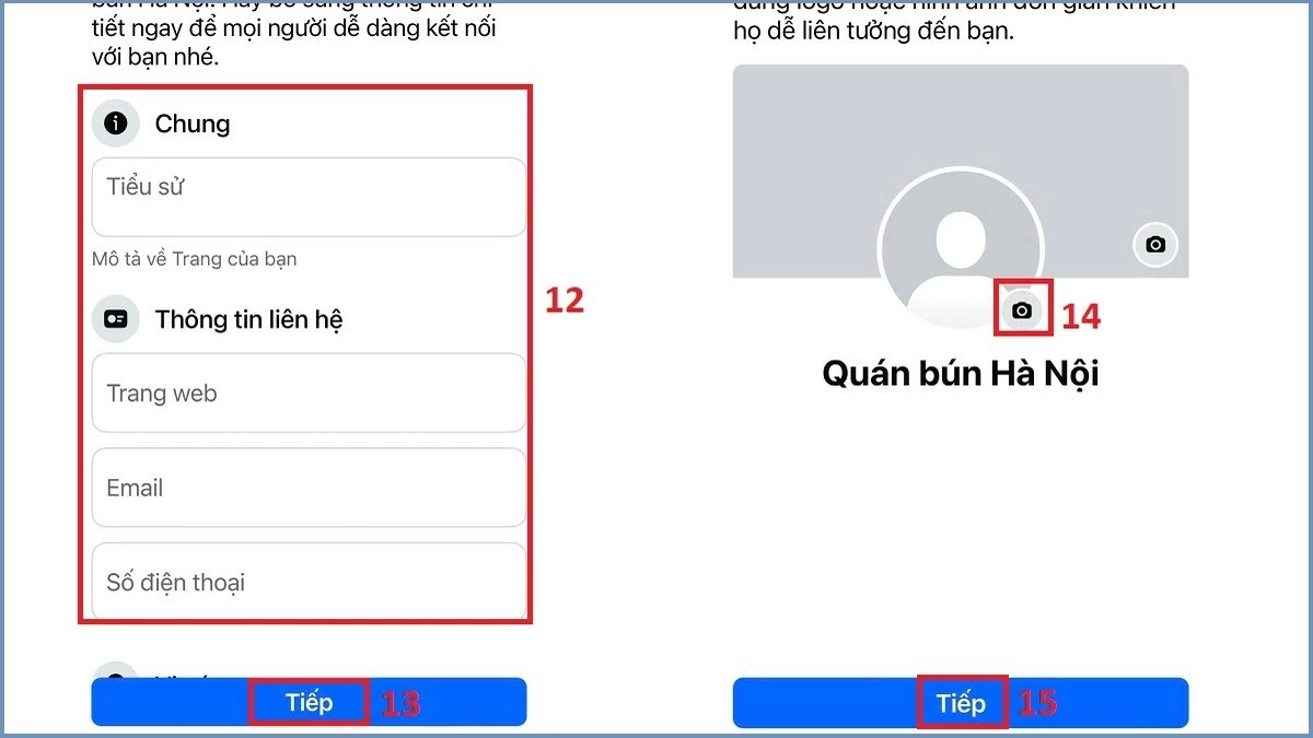 Bổ sung hình ảnh và thông tin liên hệ.
