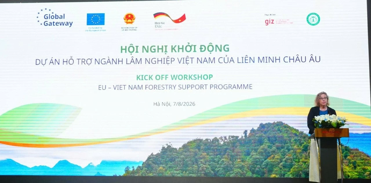 Bà Kristina Buende, Trưởng Ban Hợp tác Phái đoàn Liên minh châu Âu tại Việt Nam, phát biểu tại sự kiện Bà Kristina Buende, Trưởng Ban Hợp tác Phái đoàn Liên minh châu Âu tại Việt Nam, phát biểu tại sự kiện