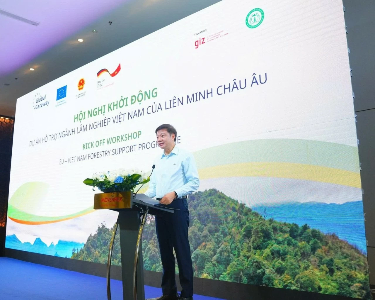 Ông Trần Quang Bảo, Cục trưởng Cục Lâm nghiệp và Kiểm lâm, Bộ Nông nghiệp và Môi trường, phát biểu tại hội nghị khởi động dự án, khẳng định dự án sẽ góp phần thúc đẩy phục hồi, quản lý bền vững rừng tự nhiên và thực hiện các mục tiêu phát triển của ngành lâm nghiệp. Ông Trần Quang Bảo, Cục trưởng Cục Lâm nghiệp và Kiểm lâm, Bộ Nông nghiệp và Môi trường, phát biểu tại hội nghị khởi động dự án, khẳng định dự án sẽ góp phần thúc đẩy phục hồi, quản lý bền vững rừng tự nhiên và thực hiện các mục tiêu phát triển của ngành