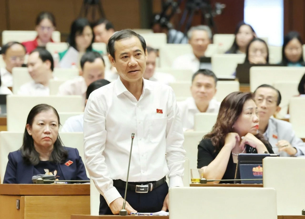 Đại biểu Nguyễn Thái Học (Đoàn ĐBQH tỉnh Đắk Lắk) phát biểu. (Nguồn: TTXVN)